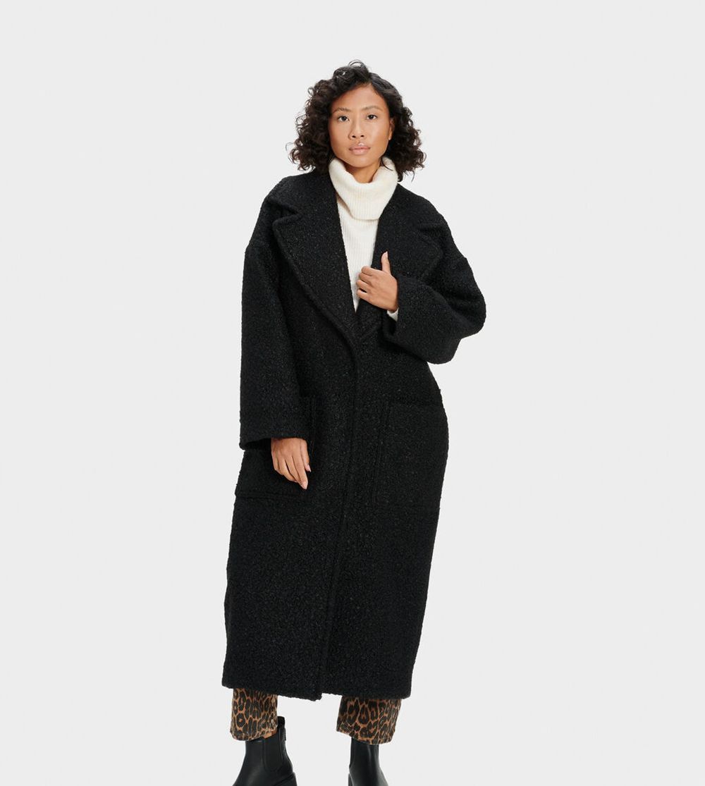 Ugg Tie Long Oversized - Womens Coats - Black - NZ (1642YGERW)